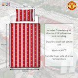 Piumino singolo ufficiale Manchester United FC, reversibile, rosso e bianco, senza copertura, trapunta da calcio, federa, lavabile, perfetto per viaggi, pernottamenti, piumini e trapunte da 10,5 Tog Naty Shop