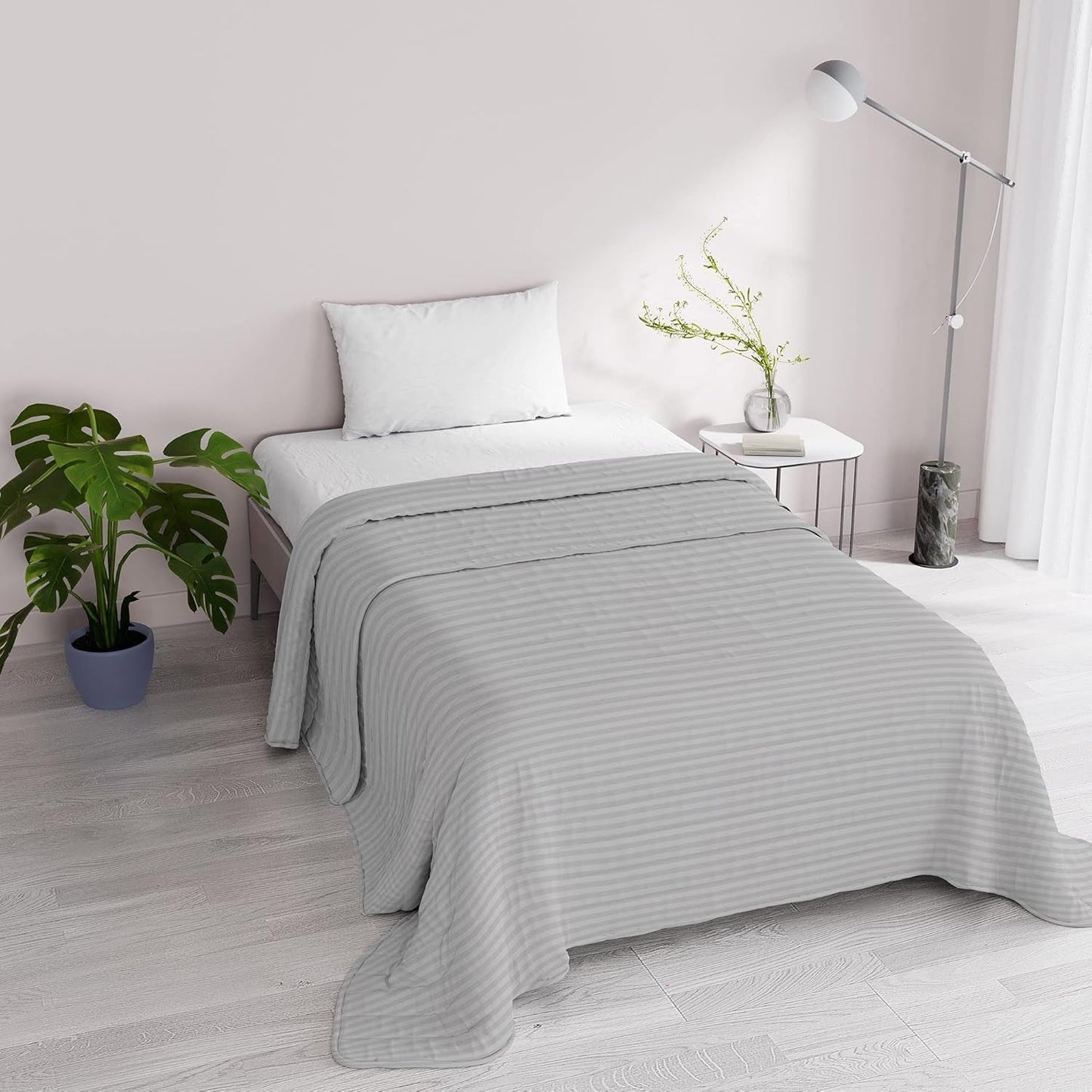 Trapunta estiva Raso Righe, poliestere, panna, 260X250 Cm Trapunte e Trapunte Naty Shop Grigio chiaro 170X250 Cm