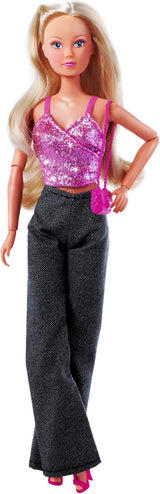 Simba Steffi Love Jeans e glitter abbinati in 2 modi UNO Articolo incluso Top glitterato con jeans e accessori moda per bambole da 29 cm Bambola non inclusa dai 3 anni in su