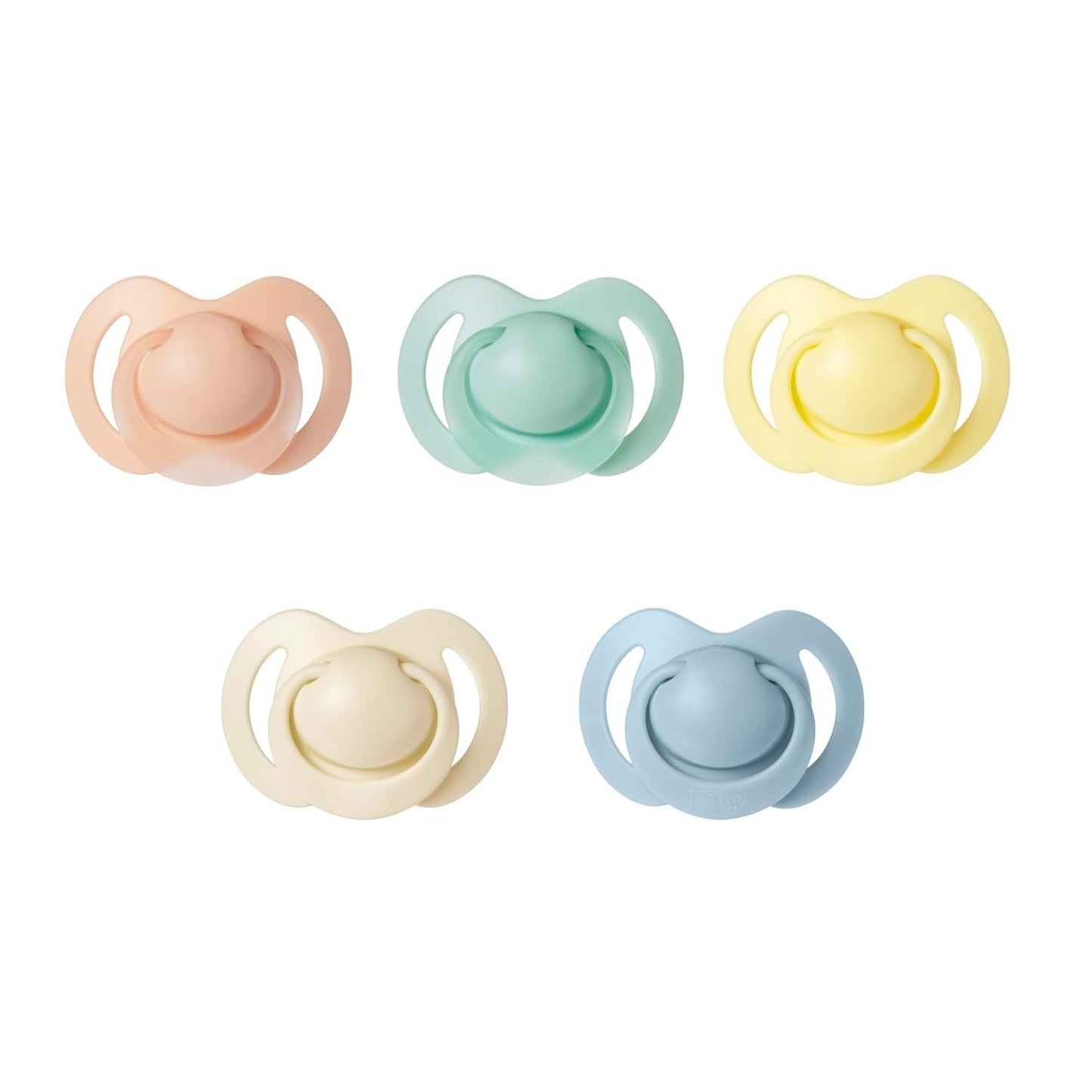 Nuby – Set di 5 succhietti e ciucci ortodontici in morbido silicone | 3 modelli per giorno e notte | 2 modelli che si illuminano al buio | Senza BPA | Forma simile al seno | Per 18-36 mesi