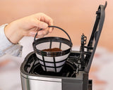 Macchina per caffè espresso con filtro Rommelsbacher FKM 1000 - serbatoio dell'acqua da 1,5 litri per 12 tazze di caffè, caraffa in vetro, avvio ritardato, funzione di mantenimento in caldo, funzione aroma, portafiltro rimovibile 1x4