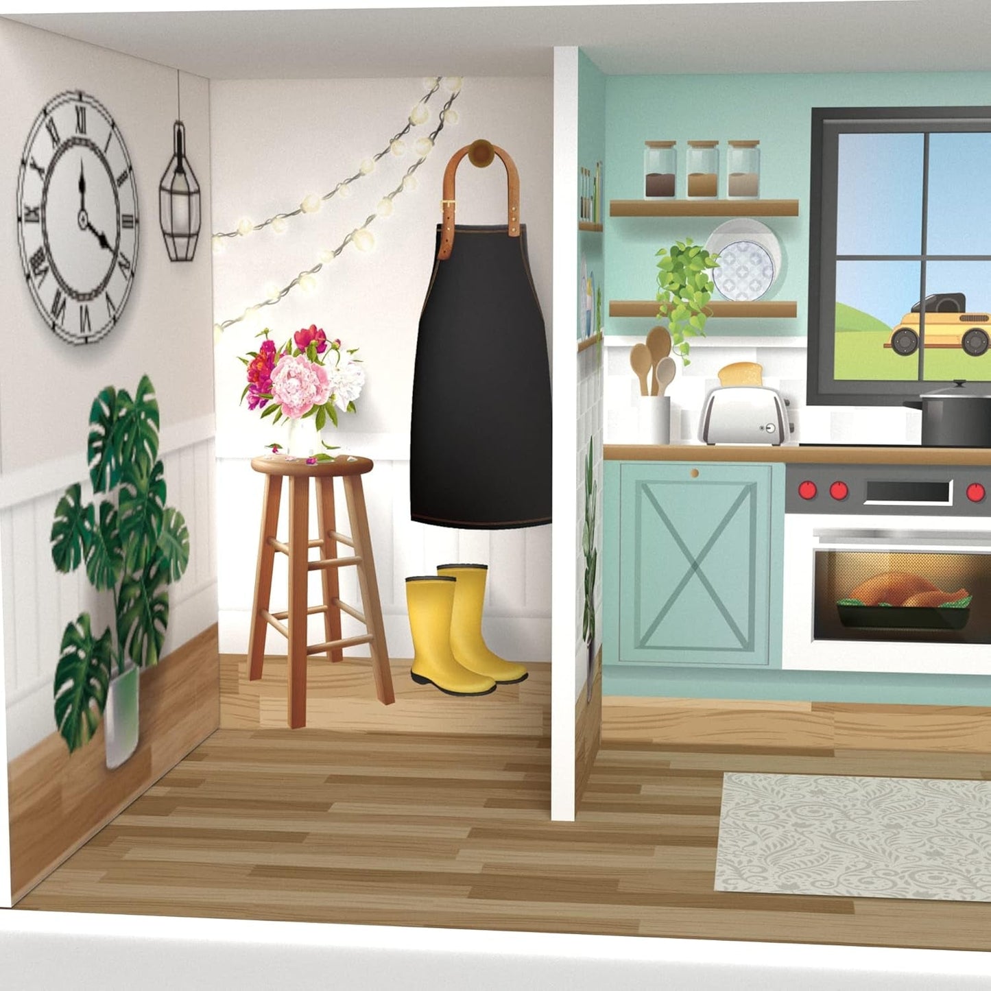Olivia'S Little World Dreamland Farmhouse Casa delle bambole interattiva in legno per bambini 3 piani con 13 accessori per mobili per bambole Bianco TD-13632A Case delle bambole Naty Shop