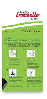Caffè Trombetta ESE cialde per caffè, Italien Kaffee, Richhaltiges Aroma und samtiger Gesmack Biologisch - 1 Packungen zu je 18 Kaffeepads