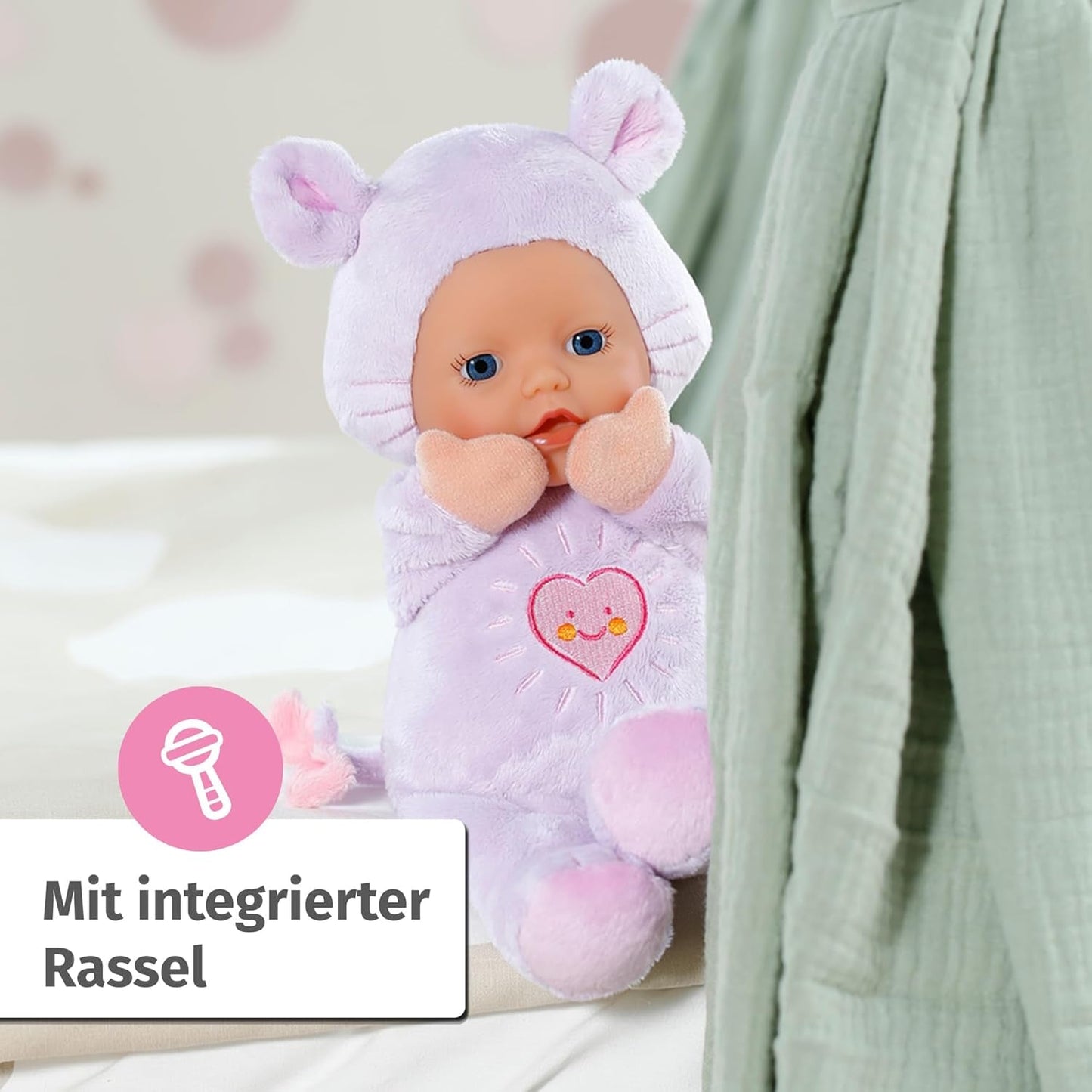 Baby Born for Babies Mouse Morbida, 26 cm, con Orecchie e Tasche per le Dita, per Neonati, 836590 Zapf Creation, Rosa