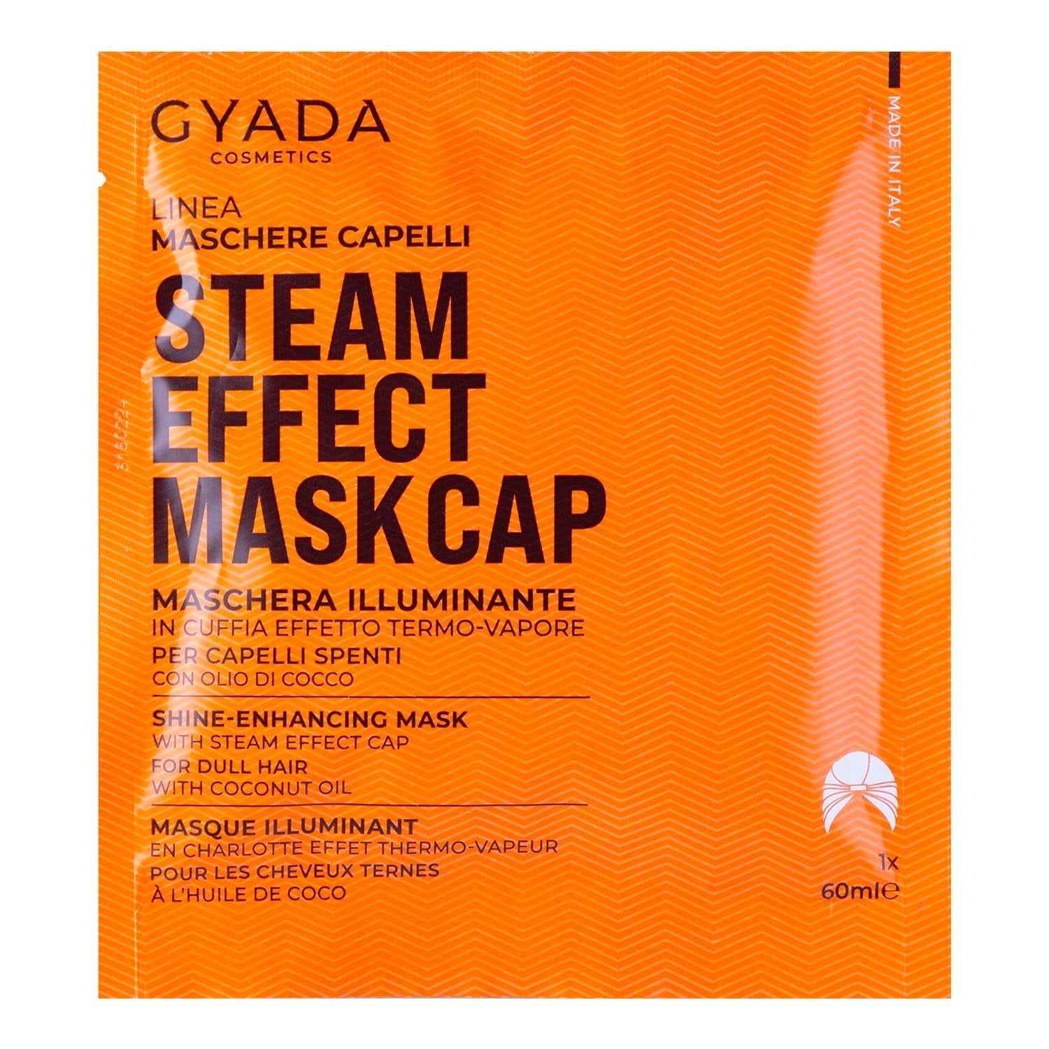 GYADA COSMETICS maschera per capelli realizzata in materiale leggero e rivitalizzante, dona lucentezza e morbidezza, effetto nutriente e riparatore, con cuffia termica, a base di olio di cocco e avocado, 60 ml Maschera per capelli Naty Shop Titolo predefinito