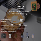 Santo | Caffè in grani 2500g - 100% Arabica dal Brasile | per espresso, cappuccino o caffè filtrato forte | Omni Arrosto | Caffè classico: l'introduzione perfetta al caffè speciale
