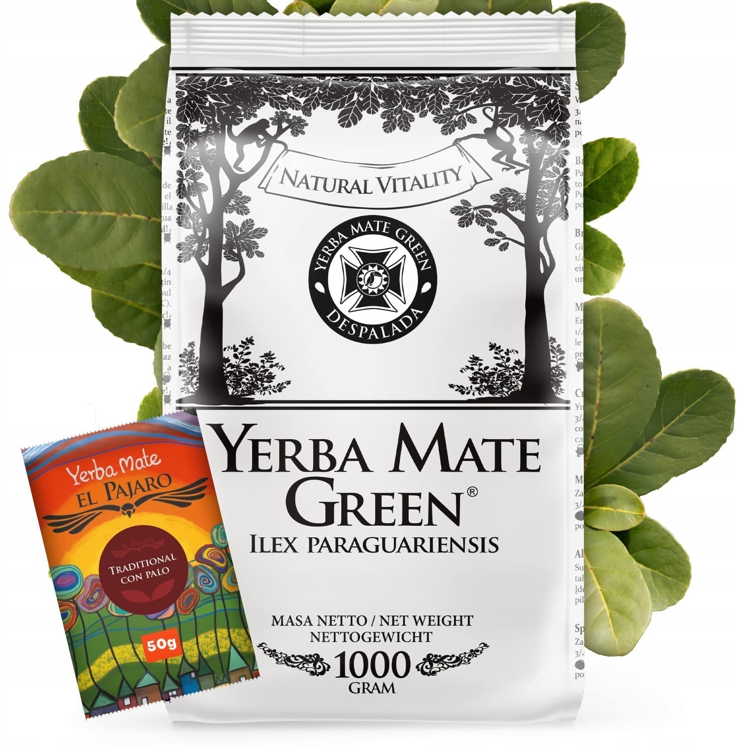 Yerba Brazil Despalada 1 kg ● Tè mate essiccato all'aria dalle foglie di mate ● Mate paraguaiano naturale 50 g ● Aroma naturale del tè mate ● Tè yerba mate senza additivi ● Tè mate sfuso