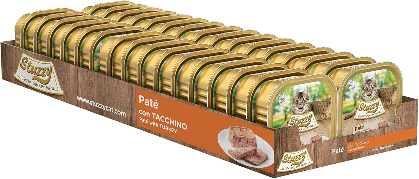 Mister Nassfutter für ausgewachsene Katzen, Turkey, Line Pastete und Fleisch in Stücken, totale 3,2 kg (32 Becher x 100 g)