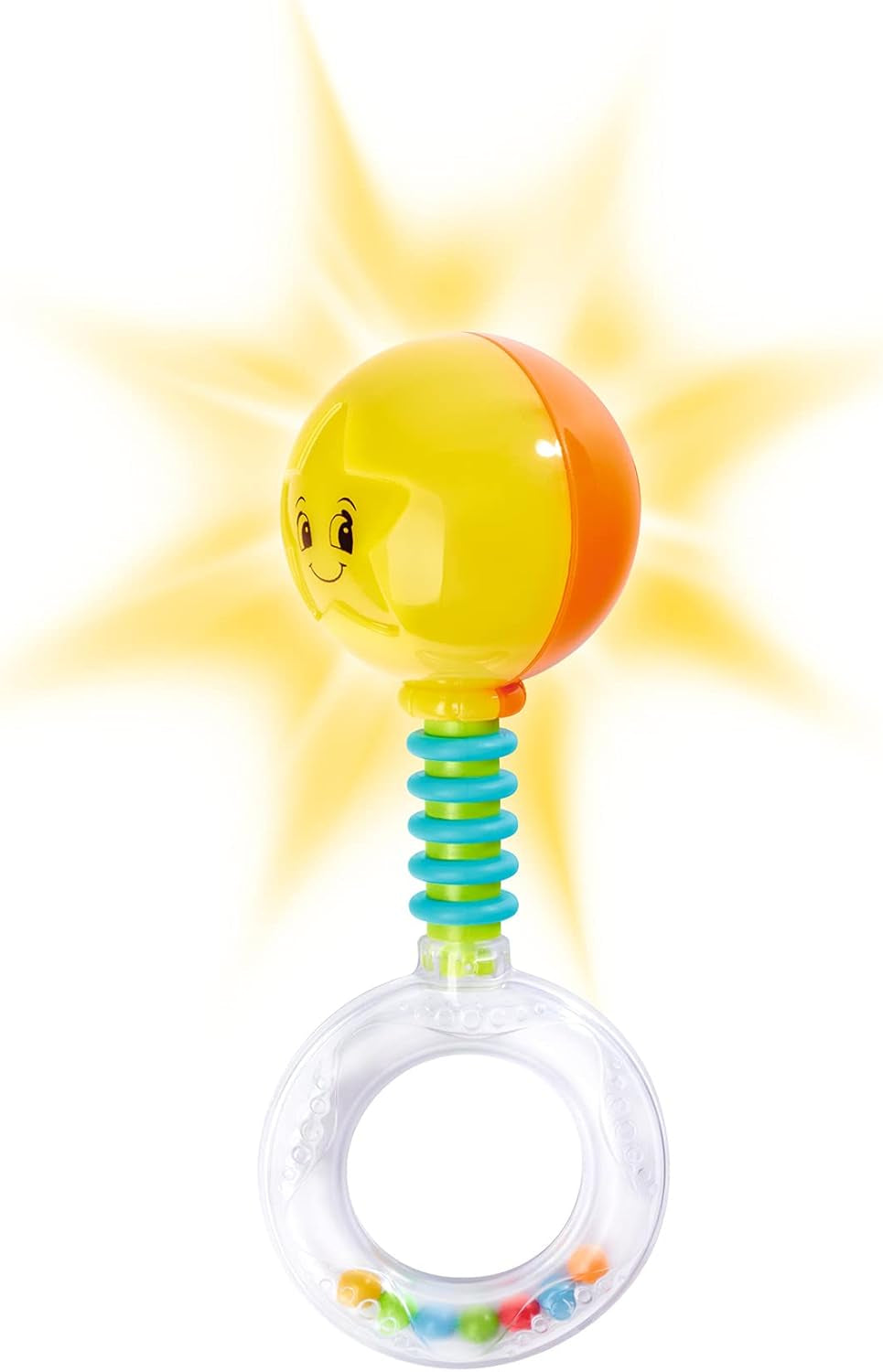 Simba 104010060 - Sonaglio ABC illuminato, si illumina quando agitato, 14 cm, giocattolo per neonati, sonaglio per neonati, prima dotazione, da 3 mesi, giallo Jucarii Bebe Naty Shop