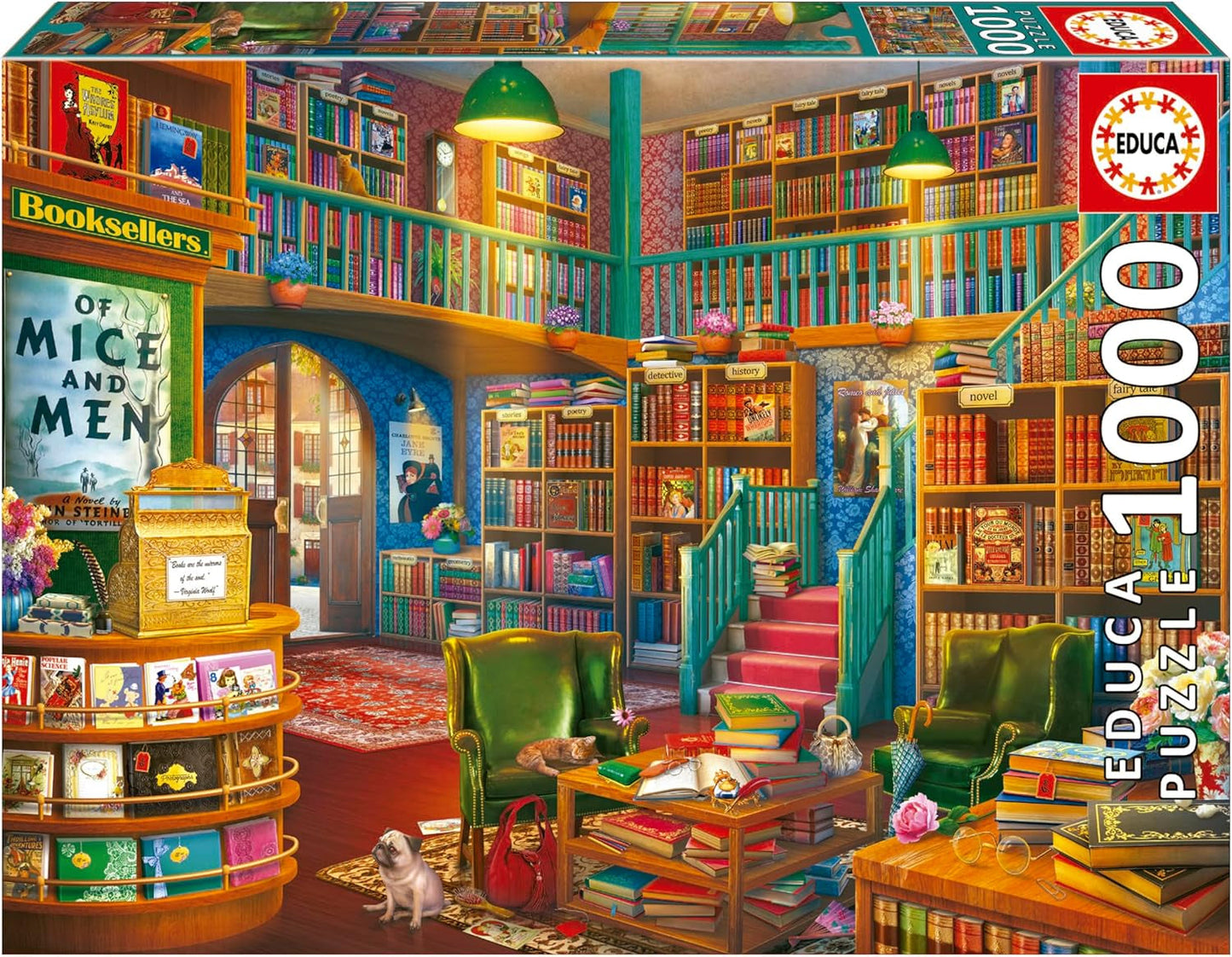 Educa - Puzzle da 1000 pezzi per adulti | Biblioteca. Dimensioni: 68X48 cm. Include la colla per puzzle Fixpuzzle. Per 14 anni (19925) Puzzle Naty Shop Titolo predefinito