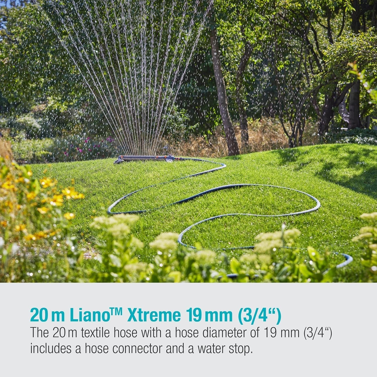 Set Gardena Liano Xtreme 3/4 pollici, 20 m: tubo da giardino in tessuto estremamente robusto con tubo interno in PVC leggero e resistente alle intemperie (18480-20)