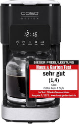 Macchina per caffè espresso CASO Coffee Taste and Style con filtro permanente, 1,5 l, temperatura di erogazione ottimale 92-96 °C, sistema antigoccia, testa di erogazione ottimizzata, acciaio inossidabile, 12 tazze