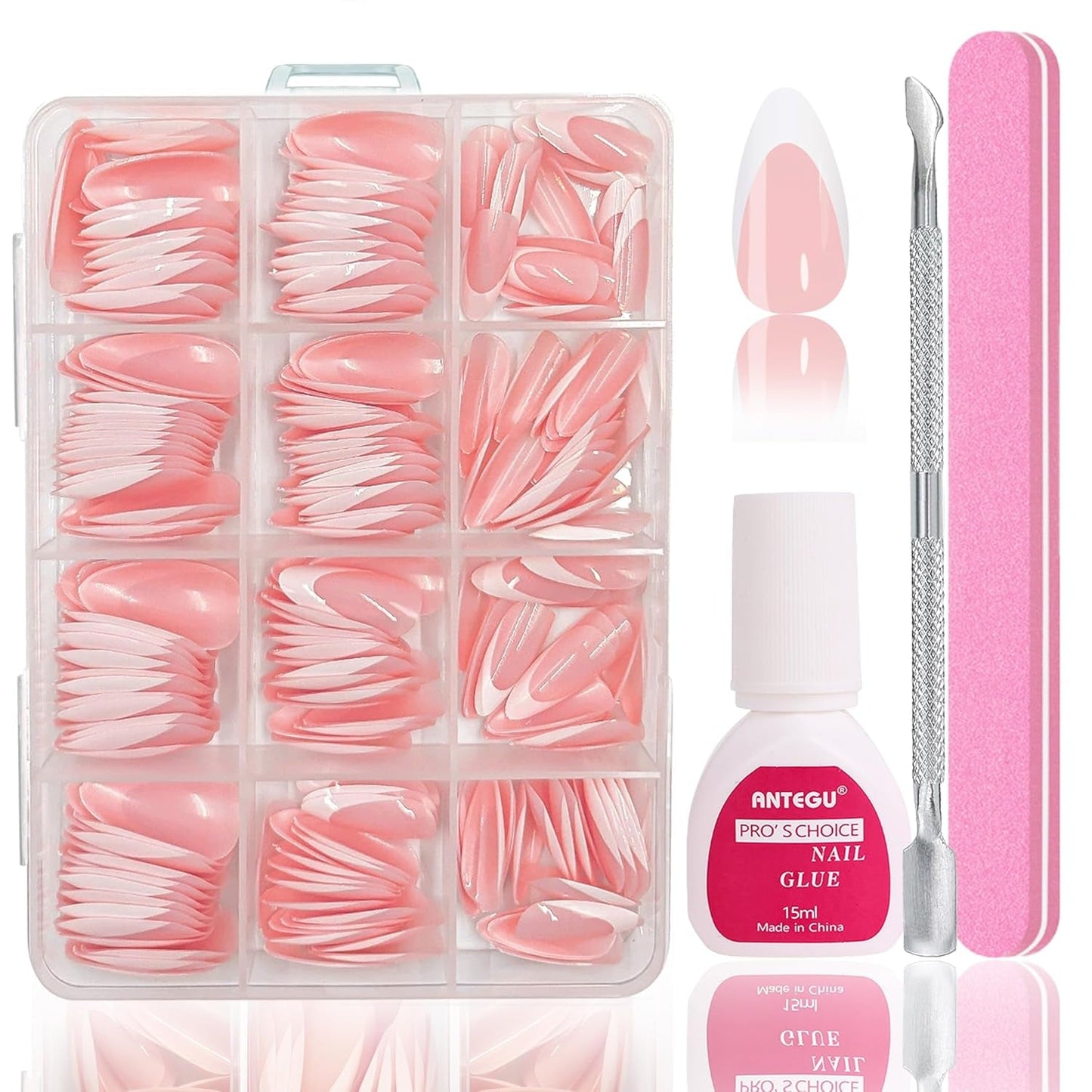 Set unghie finte ballerina - 240 pezzi di delicato rosa lilla per unghie finte, colla a copertura totale su unghie finte, set di punte per unghie finte per manicure e nail art per donne e ragazze (rosa lavanda)