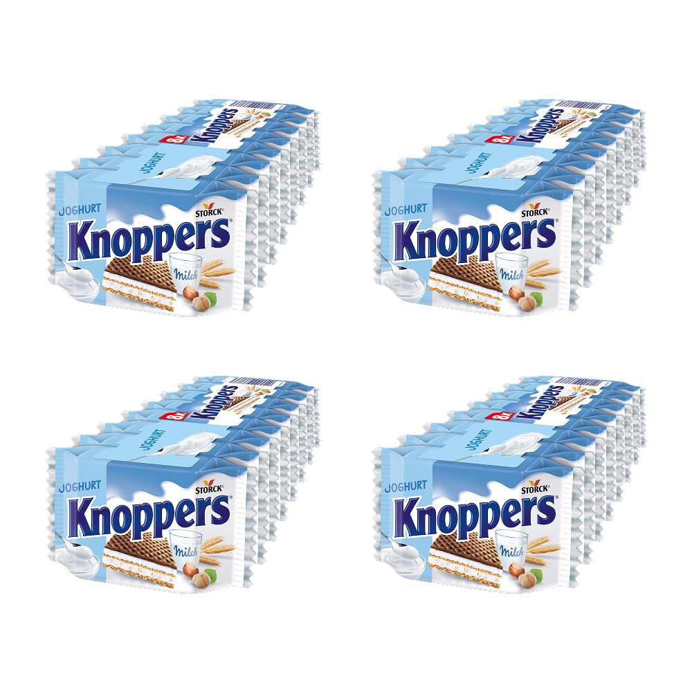 Yogurt – 4 x 200 g – Fette di wafer ripiene di crema allo yogurt e torrone, nocciole e cacao