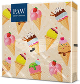 PAW - Tovaglioli 3 Veli (33 X 33 Cm) I 20 Pezzi I Perfetti per Feste, Compleanni, Festività I Decorazioni da Tavola per Feste per Bambini - Tovaglioli di Carta con Motivi Colorati - Gelato I Gelato