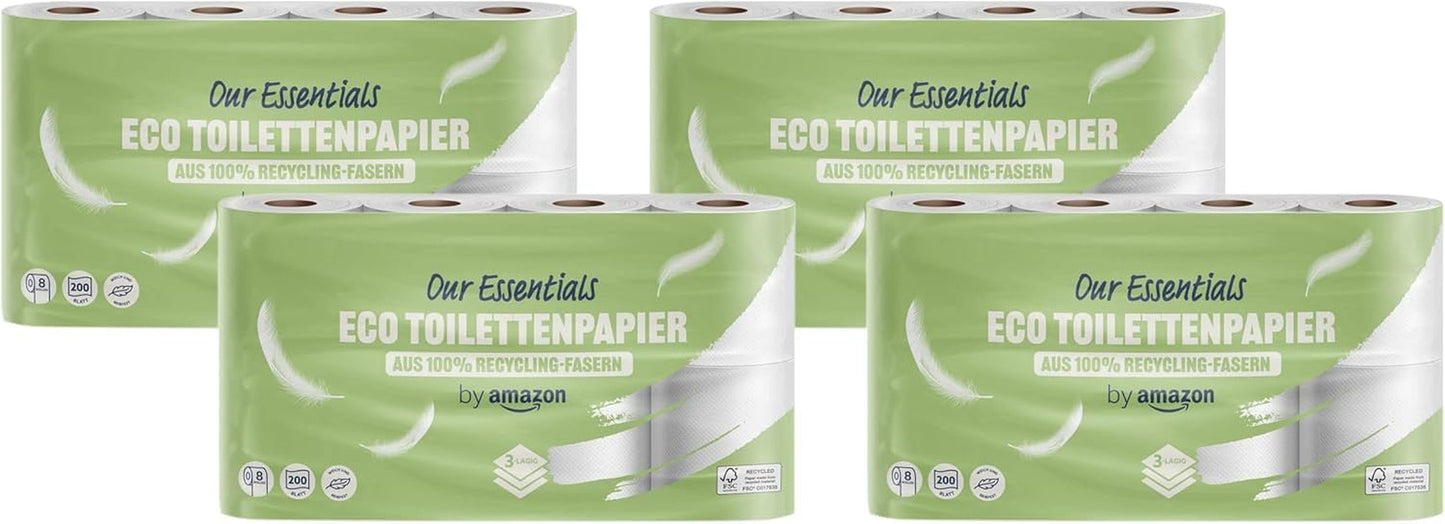 By Amazon Carta igienica, 3 strati, 10 rotoli (10 rotoli, confezione da 1) 200 fogli per rotolo, certificata Fsc