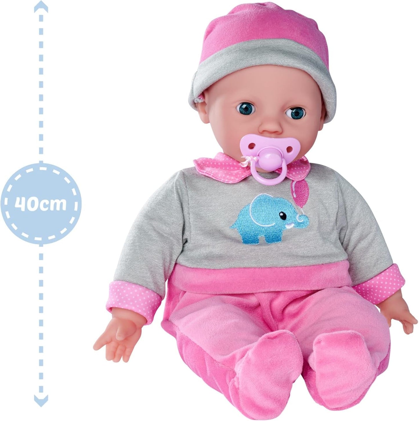 Simba 105140066 - Laura Interactive, bambola dal corpo morbido con occhi assonnati, balbetta quando si muove, beve dalla bottiglia e dorme, 40 cm, bambola da 2 anni Naty Shop Dolls