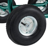 Carrello portatubo Relaxdays, fino a 90 m, 4 pneumatici, raccordo a scatto, avvolgitubo in metallo, distributore tubo con cestello, verde