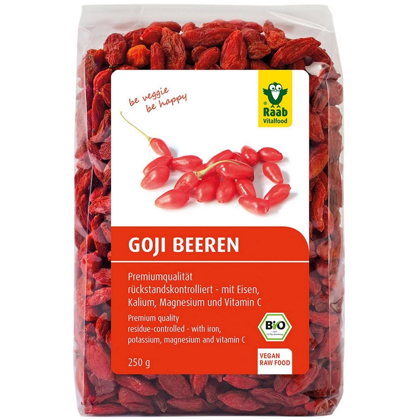 Raab Vitalfood Bacche di Goji Biologiche, qualità premium, 500 grammi Naty Shop prodotti disidratati 250 grammi