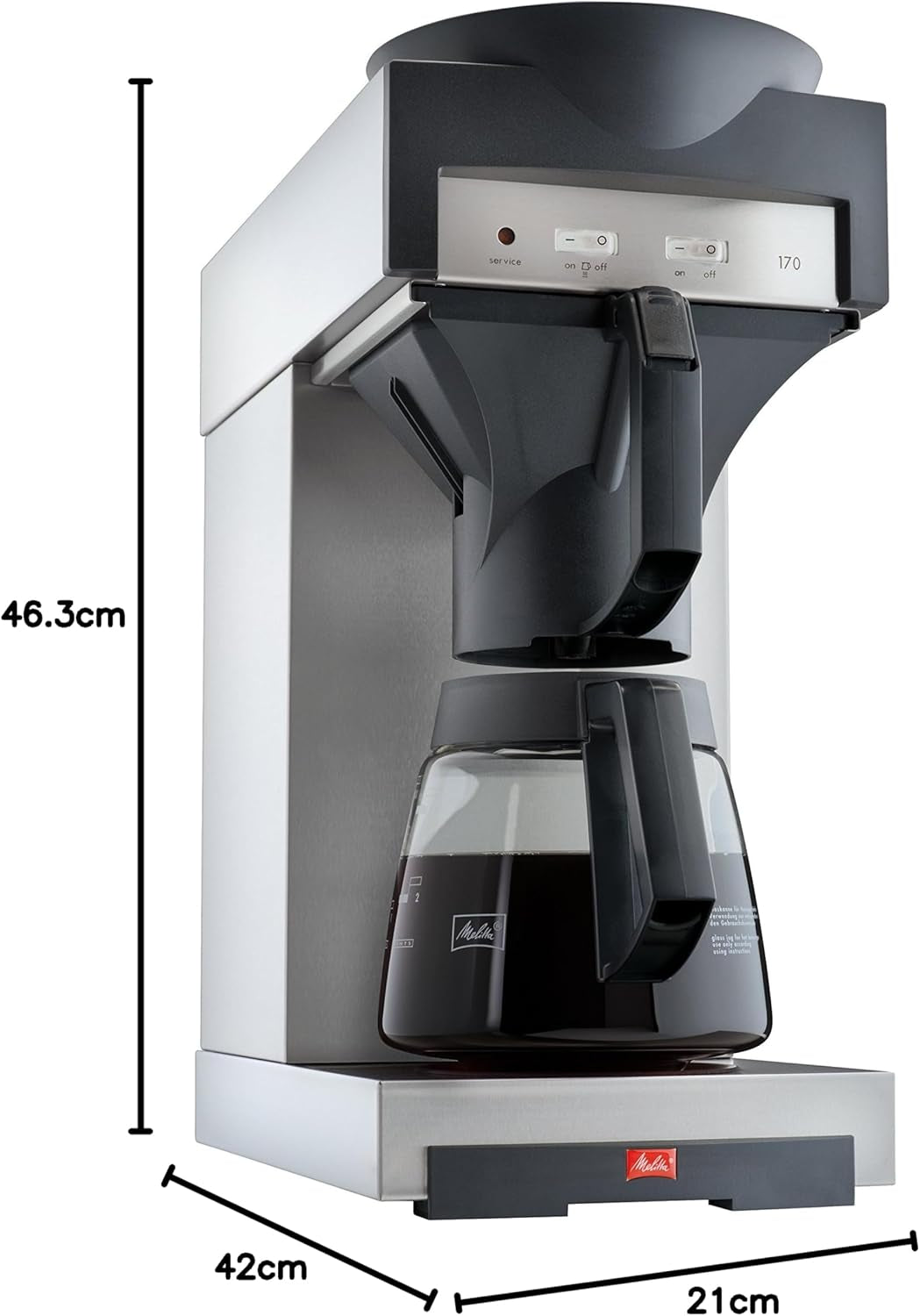 Macchina per caffè espresso professionale con filtro 170 M, con spazio per caraffa in vetro