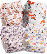 Littles and Bloomz FLP2-0406 Pannolino riutilizzabile con clip standard, 4 pannolini
