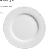 MÄSER Arlona servizio di stoviglie in porcellana da 18 pezzi per 6 persone, intramontabile ed elegante, bianco