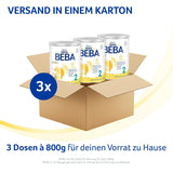 BEBA 2 - Latte di proseguimento dopo 6 mesi, con complesso 5 HMO, contenuto proteico adatto all'età, senza lattosio, senza olio di palma, senza olio di pesce, alimenti per l'infanzia, latte in polvere per bambini, confezione da 3 (3 x 800 g)