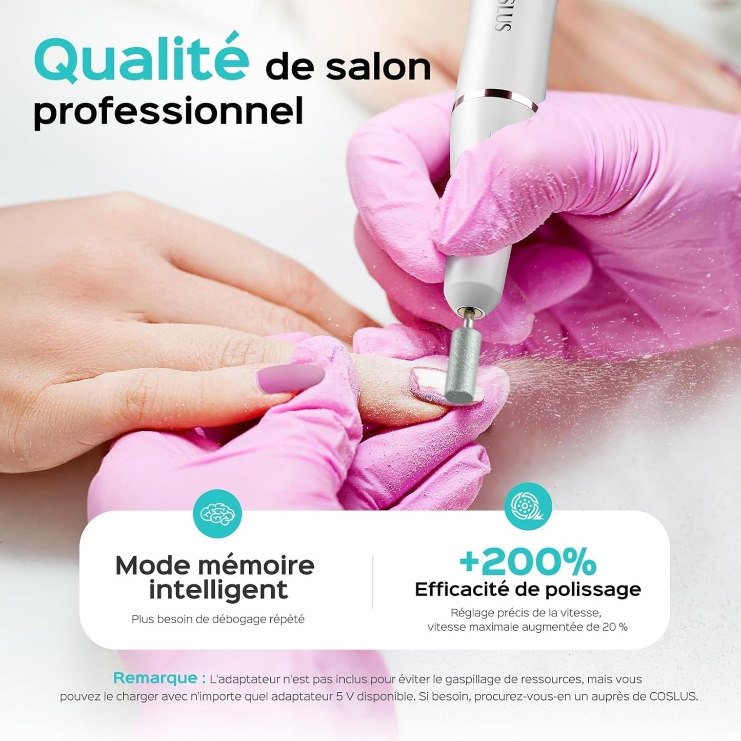 COSLUS Nagelfräser Kabellos Tragbar Für Gelnägel: Elektrische Nagelfeile Stufenlos Geschwindigkeitregelung Für Maniküre Pedicüre und Acrylnägel Plastik Nail Drill Für Anfänger & Nagelstudio Zuhause