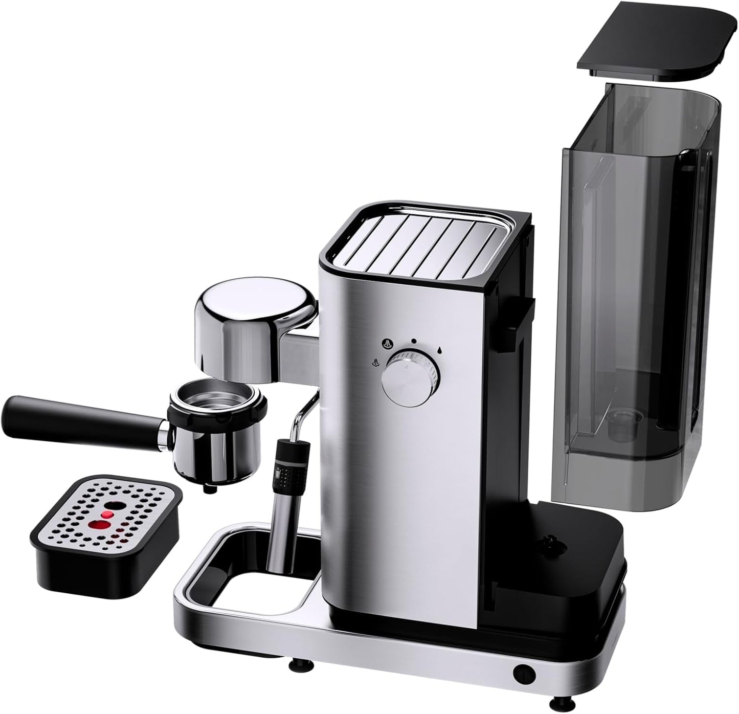 Macchina per caffè espresso WMF Lumero, portafiltro, 1400 watt, portafiltro, 3 inserti, per 1-2 tazzine di caffè espresso, incluse capsule, 15 bar, portabicchieri, montalatte, acciaio inossidabile opaco