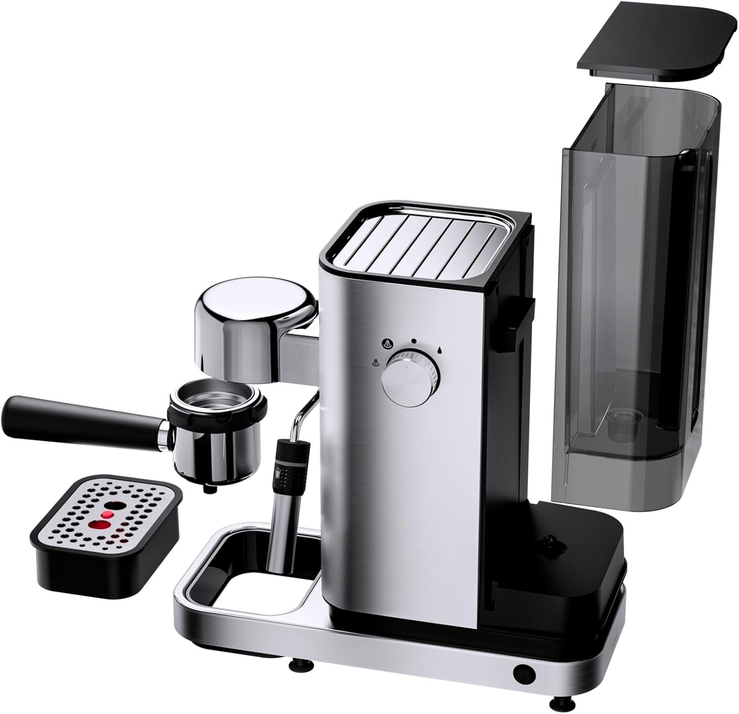 Macchina per caffè espresso WMF Lumero, portafiltro, 1400 watt, portafiltro, 3 inserti, per 1-2 tazzine di caffè espresso, incluse capsule, 15 bar, portabicchieri, montalatte, acciaio inossidabile opaco