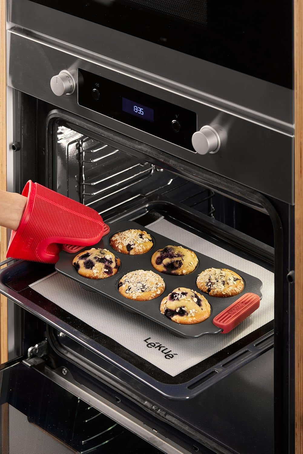 Lékué Muffin-Backform, Antihaftbeschichte, Metall, 6 Mulden Stampi e teglie Naty Shop