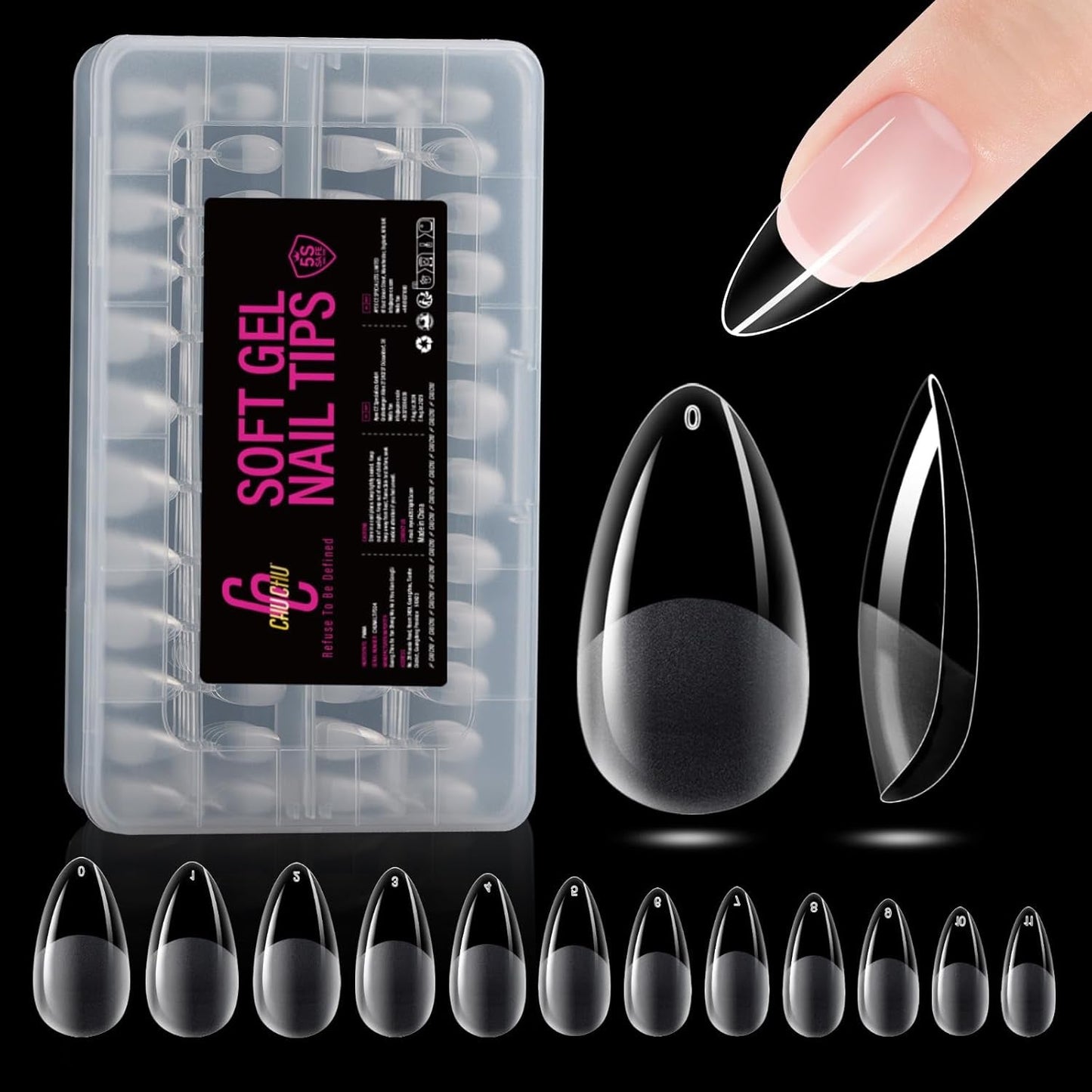 Tipi di unghie in gel medio ballerina da 504 pezzi: punte in gel per unghie PMMA Unghie finte Estensioni per unghie Unghie artificiali 12 dimensioni