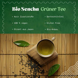 Naturalebio Tè giapponese Sencha - 200 g Tè verde biologico - Tè verde Sencha puro e naturale al 100% - foglie sfuse del primo raccolto - prodotto biologico coltivato in Giappone