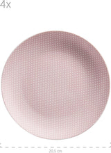 MÄSER Kitchen Time II, Servizio da tavola per 4, Servizio combinato con 16 pezzi in colori pastello con motivo discreto, Porcellana, Rosa