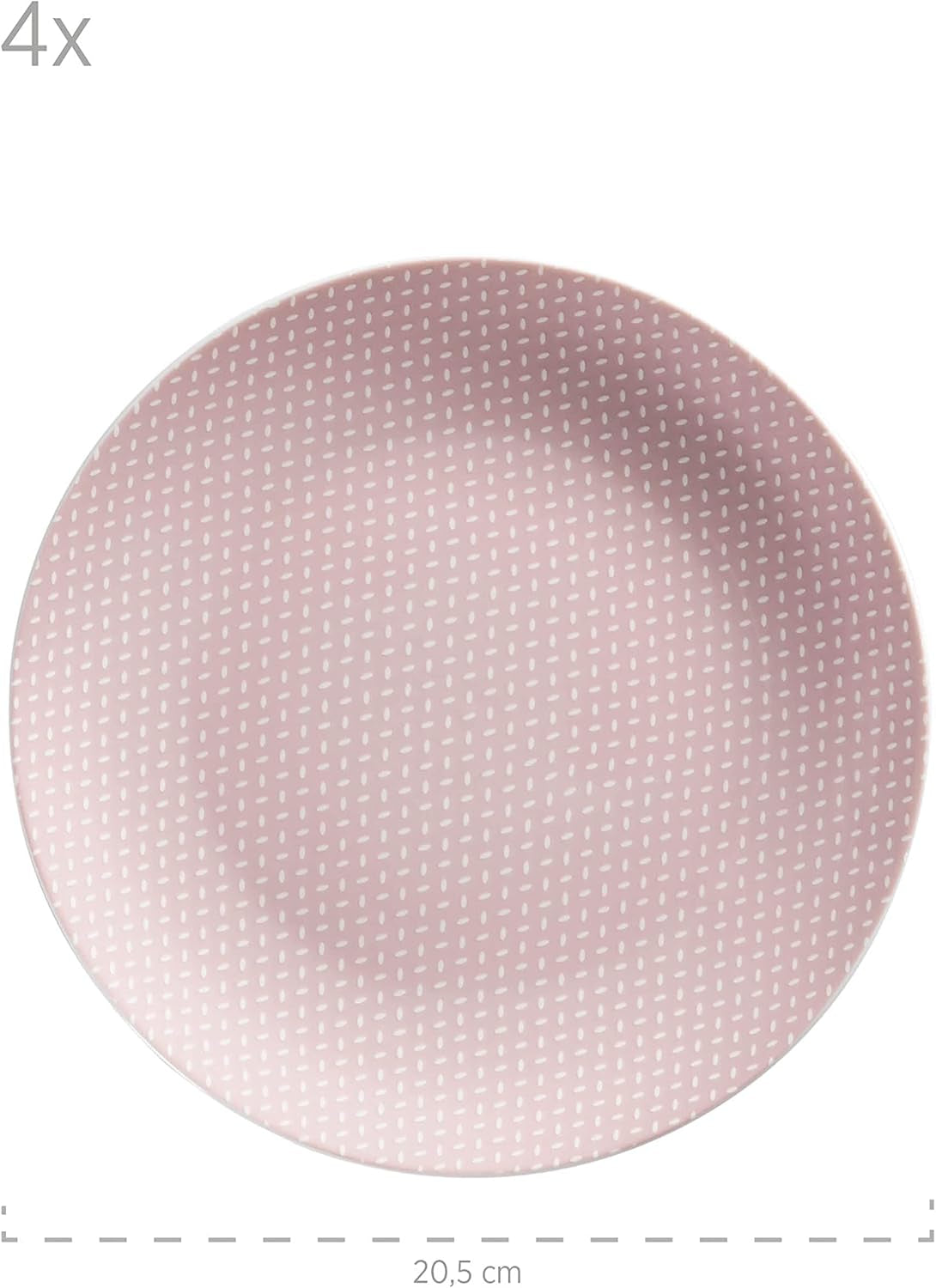 MÄSER Kitchen Time II, Servizio da tavola per 4, Servizio combinato con 16 pezzi in colori pastello con motivo discreto, Porcellana, Rosa