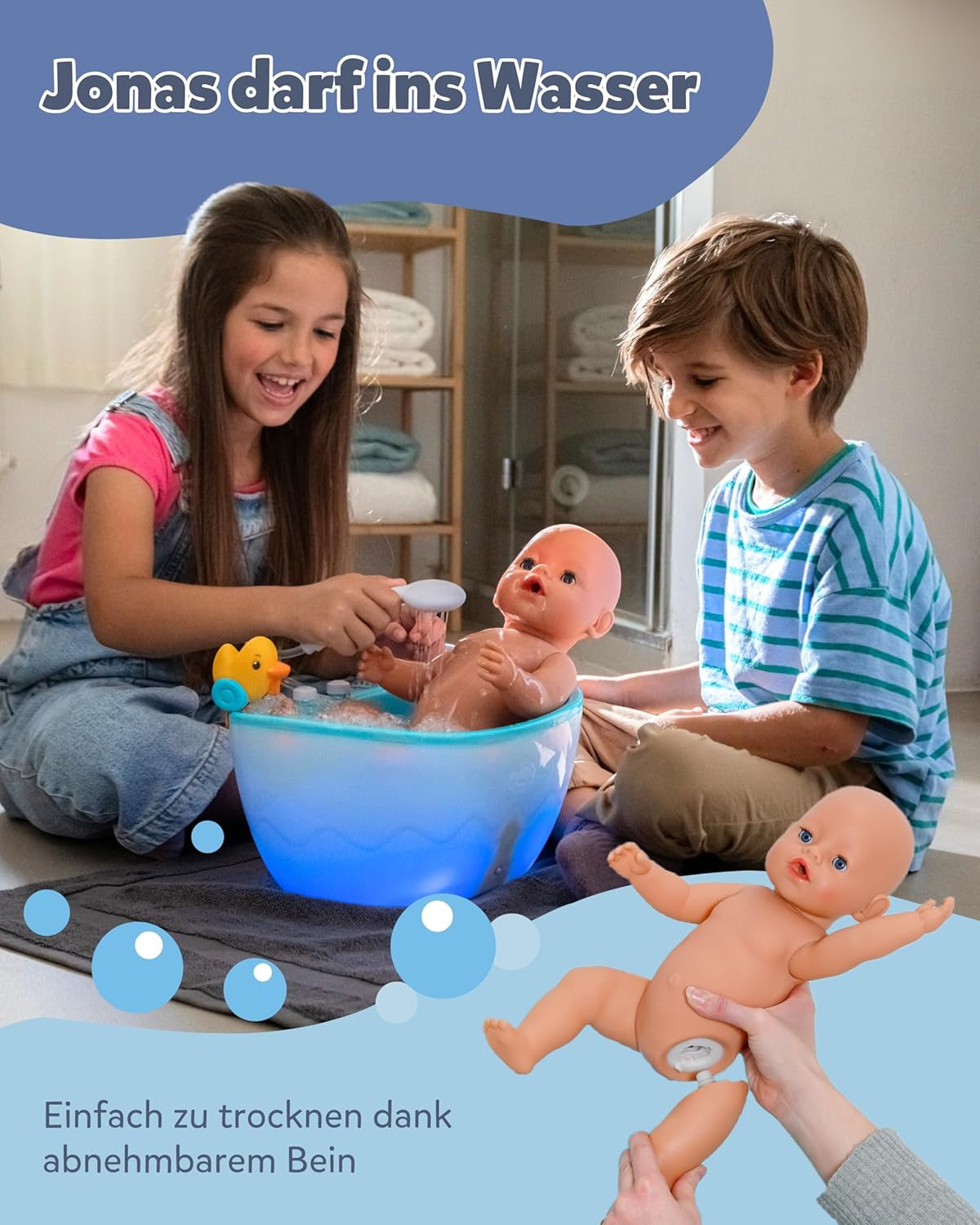BABY Born Jonas - bambola baby 43 cm - 10 funzioni inclusi accessori e materasso - Funziona completamente senza batterie - Adatto a bambini dai 3 anni in su