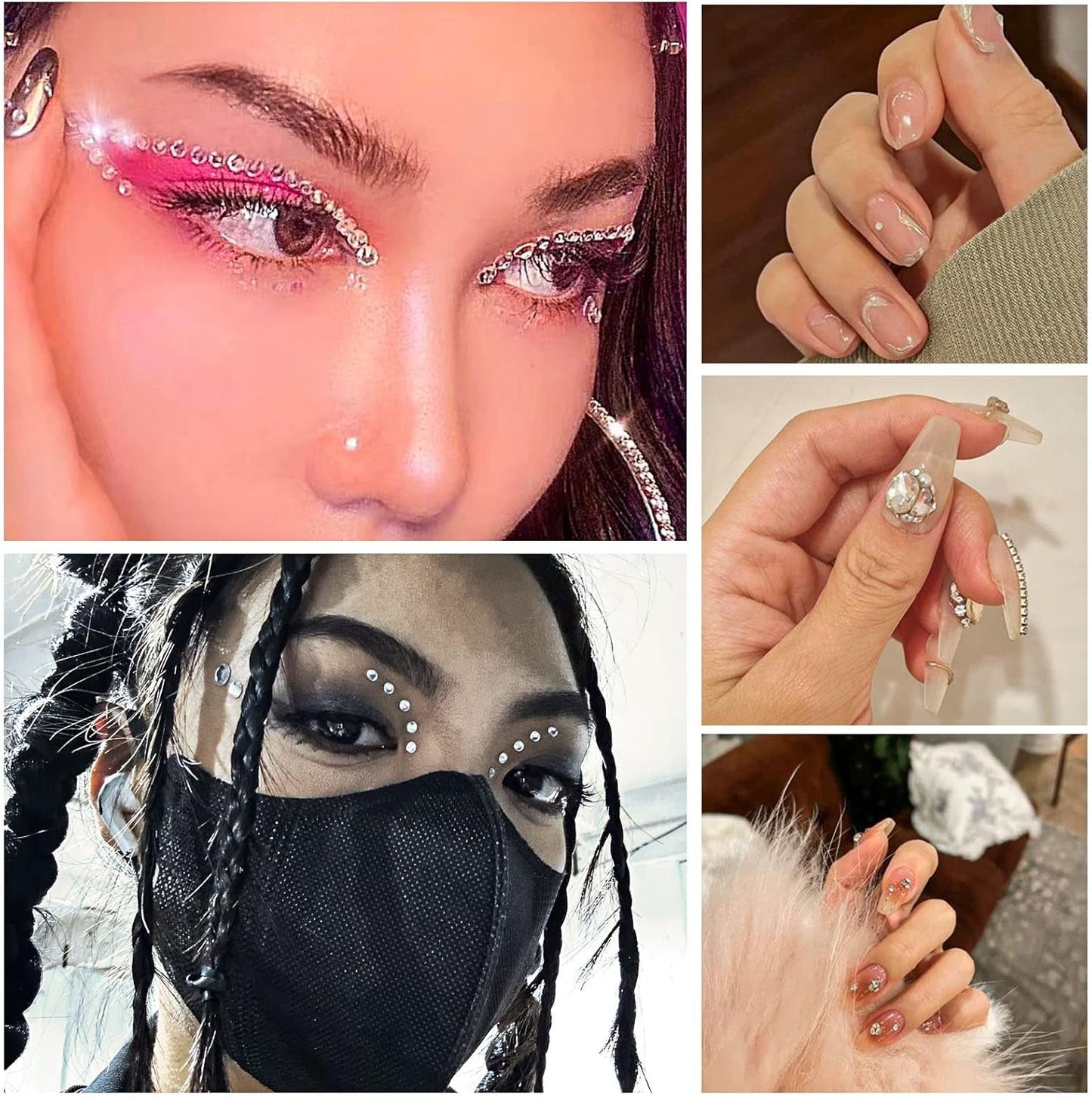 Beadsland 2500 pezzi di vetro per nail art strasssteine ​​​​Kristall Flatback Edelsteine ​​​​Runde, ​​für Handwerk Gemischt 8 Größen SS4 ~ SS30 con picking Pinzette e Stift (Kristall Weiss)