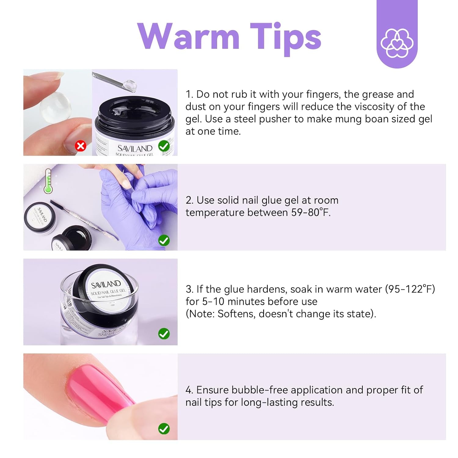 Saviland Colla solida per punte per unghie: 2 pezzi 15G Colla per unghie artificiali Colla extra forte Pressa sulle unghie Colla UV Gel Colla per unghie per donne Salone di casa Lampada UV/LED fai da te polimerizzata