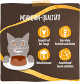 MjAMjAM - Cibo umido premium per gatti - Panna Gatto - pollo tenero con guarnizione nobile, confezione da 12 (2x80g), senza cereali