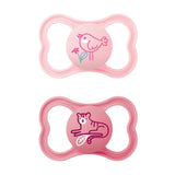 Succhietti in silicone MAM Air, confezione da 2, design extra leggero e arioso, succhietto per bambini adatto ai denti, in silicone speciale MAM SkinSoft con scatola per ciuccio, 6-16 mesi, orsetto/rinoceronte