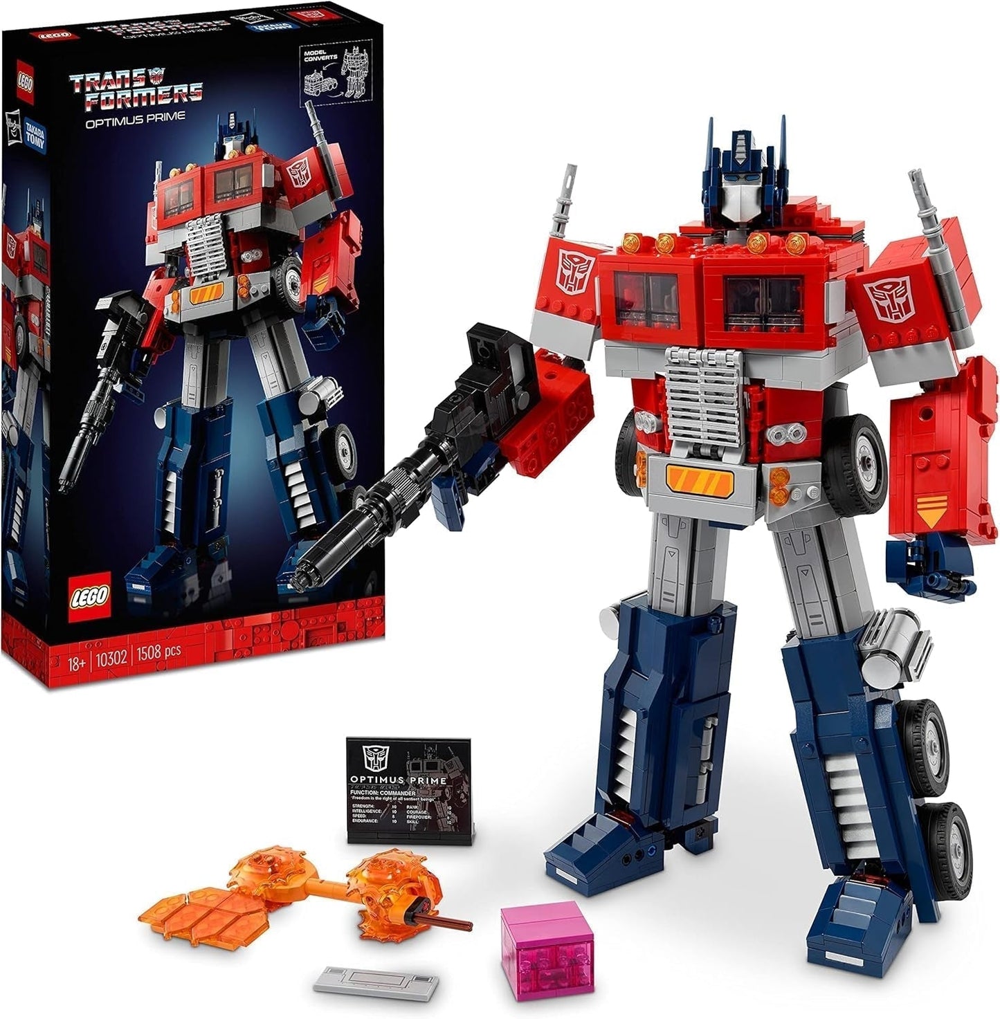 LEGO 10302 Icons Optimus Prime Set, Robot 2 in 1 e modello di camion, kit modello di giocattolo Transformers per adulti, regalo di compleanno o Natale per uomini, donne, lei e lui Set da costruzione Besuche den LEGO-Store Letto singolo