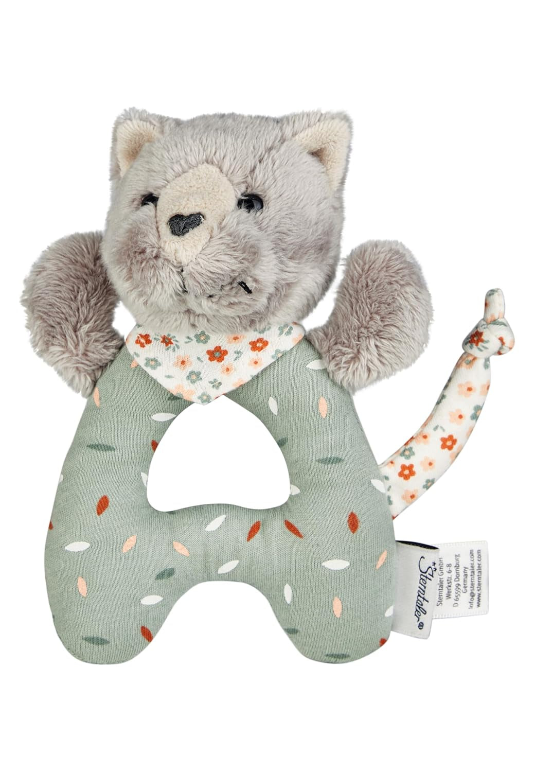 Lilly Cat Sterntaler Catch Toy - Giocattolo di attività motoria per sonaglio, tocco e gioco - Peluche per neonati e bambini con sonaglio come amico fedele - Giocattolo per bambini in tessuto morbido, Grigio Bebe Naty Shop Toys Titolo predefinito