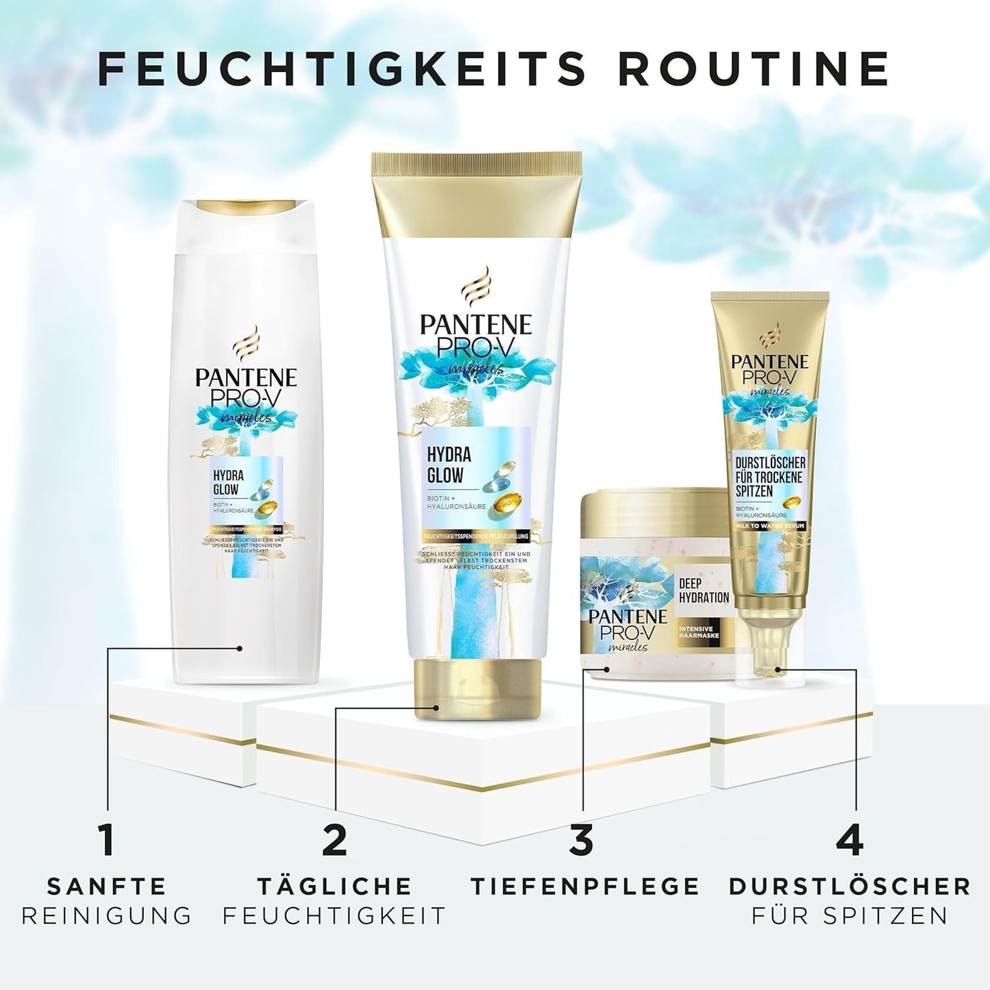 Shampoo idratante Pantene Pro-V Hydra Glow con biotina per capelli secchi e danneggiati Doccia e bagno Pantene