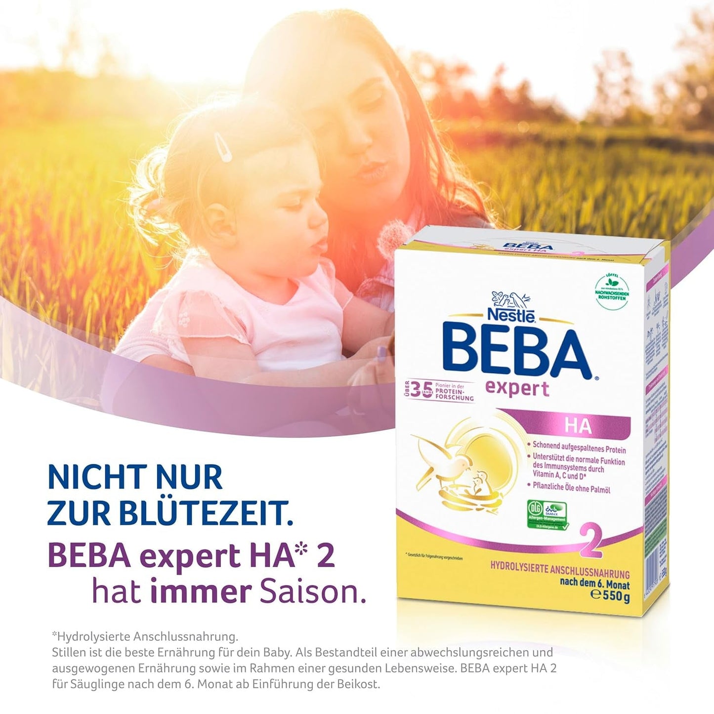 BEBA Expert HA 2 Latte di proseguimento dopo 6 mesi, omogeneizzato con proteine ​​idrolizzate, solo lattosio, senza olio di palma, confezione da 6 (6 x 550 g) Naty Shop