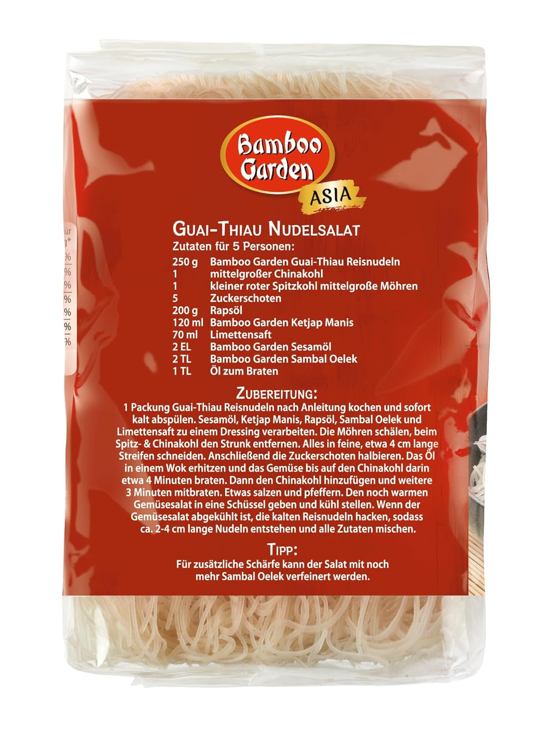 Spaghetti di riso Bamboo Garden Guai Thiau 250 g (il design della confezione può variare)