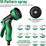Tubo da giardino flessibile verde da 30 m/100 piedi con ugello di spruzzatura e connettori in ottone da 3/4" e 1/2" 10 funzioni Tubo dell'acqua estensibile a 3 pieghe senza attorcigliamenti per pavimento da giardino, patio, auto