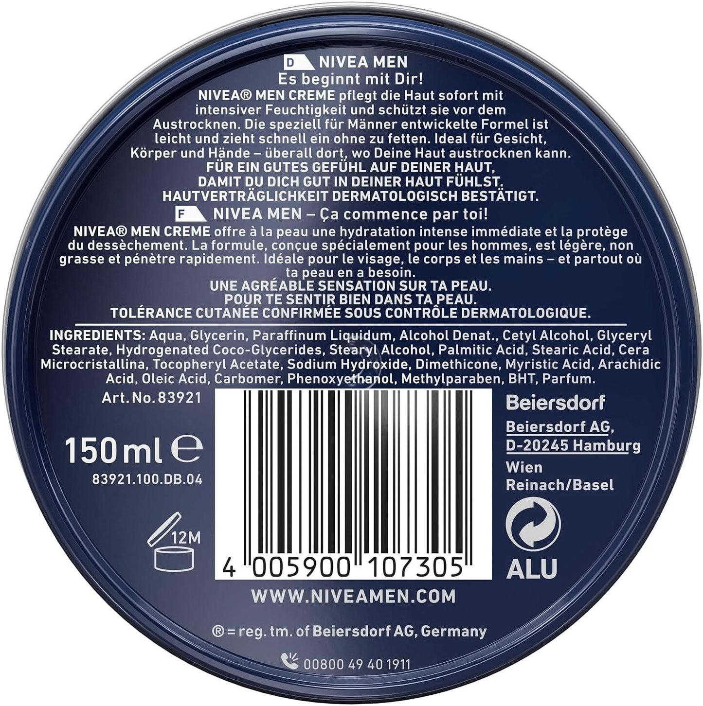 NIVEA MEN Creme, crema nutriente per la pelle con vitamina E, 150 ml Naty Shop