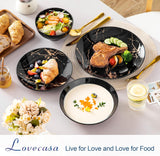 LOVECASA Set di stoviglie in porcellana serie Daphne SWEET Set combinato 24 pezzi Piatti piani design oro Piatti da dessert Ciotole di cereali e piatti piani per 6 persone