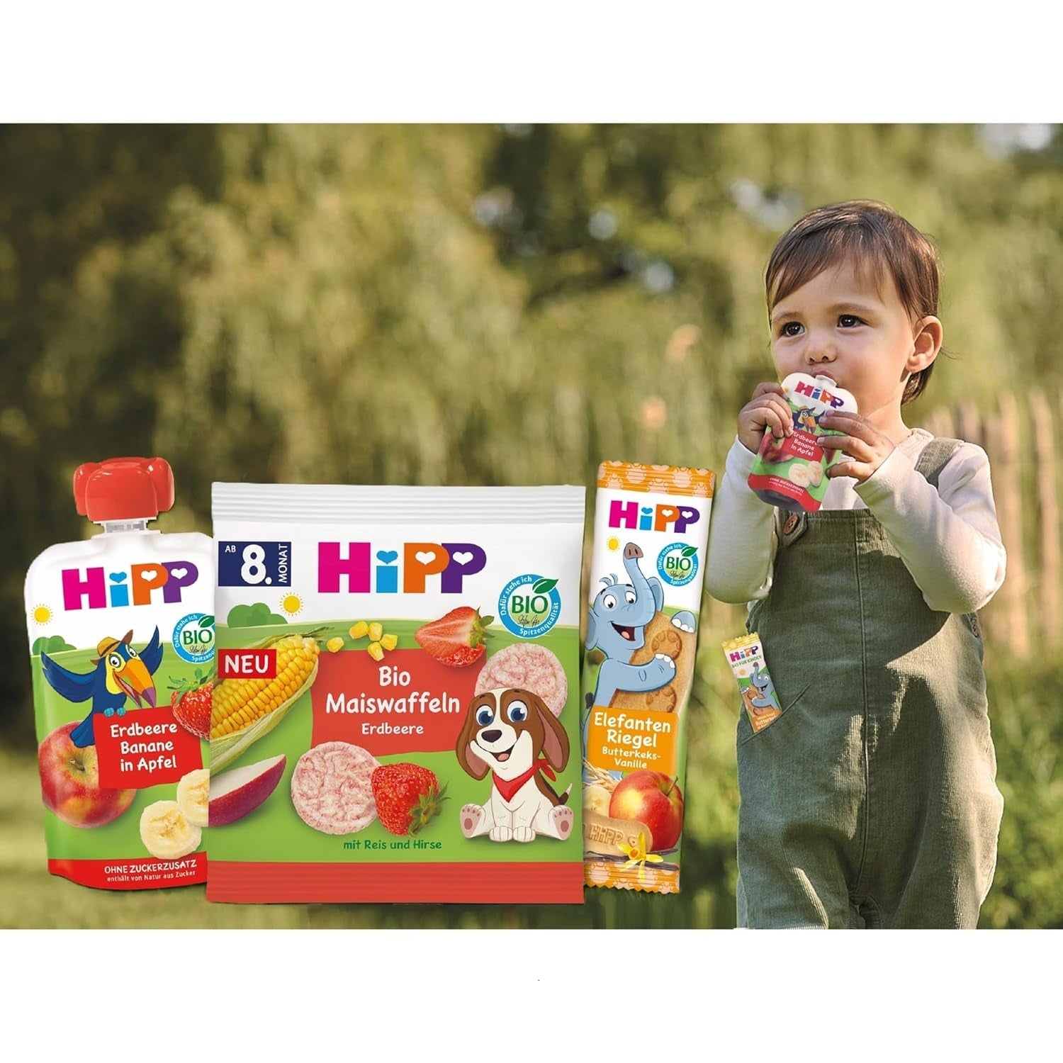 Bustine HiPP Mango-Frutto della passione biologico al gusto di pera e mela - Nick Rhino (8 x 100g), da 1 anno, 100% purea di frutta, senza zuccheri aggiunti, vegano, migliore qualità biologica