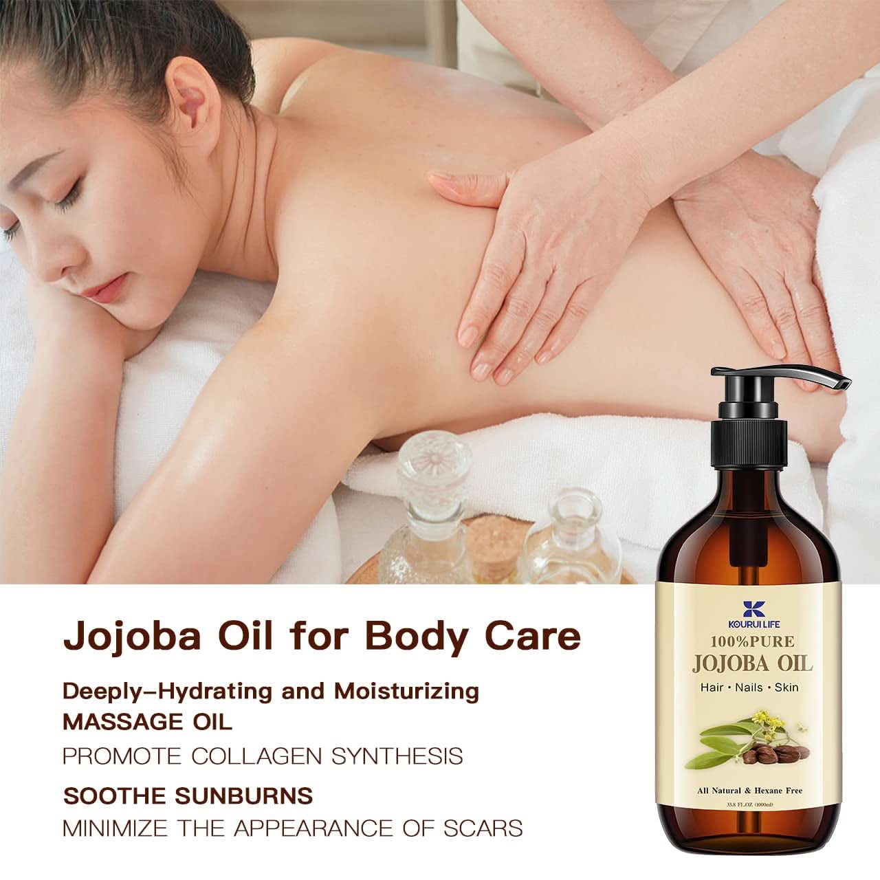 Olio di jojoba biologico 1 litro, puro al 100% Cosmetici e Bellezza Naty Shop